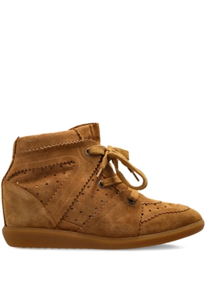 ISABEL MARANT perforated wedge ankle boots - Brown