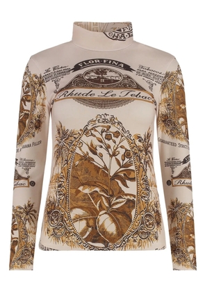 RHUDE printed long-sleeved top - Neutrals
