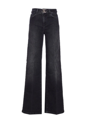 LIU JO logo-plaque flare jeans - Black