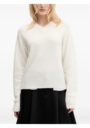 HUGO V-neck logo-embroidered sweater - White