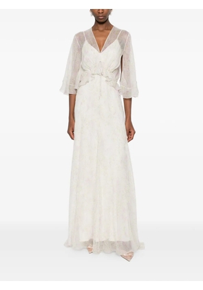 Alberta Ferretti floral-detail maxi dress - Neutrals