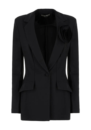 CHIARA BONI La Petite Robe rose-embellished single-breasted blazer - Black