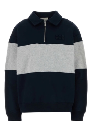 Miu Miu colour-blocked zip-neck polo top - Blue