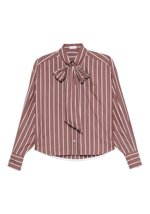 Brunello Cucinelli striped bow top - Brown