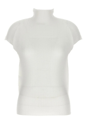 Issey Miyake Wooly pleated high-neck top - White