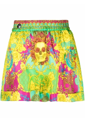 Philipp Plein baroque-print shorts - Green