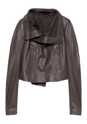 Rick Owens asymmetric leather coat - Brown