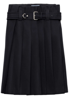 Prada belted pleated skirt - Blue