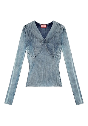 Diesel ribbed V-neck top - Blue