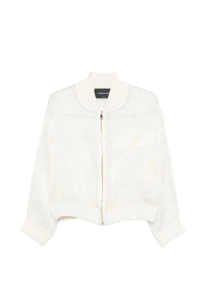 Fabiana Filippi zipped pocket sheer bomber jacket - Neutrals