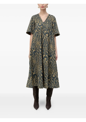 GANNI V-neck patterned dress - Blue