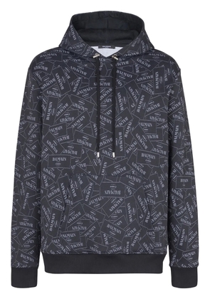 Balmain Couture Label-print hoodie - Black