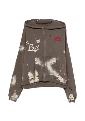 PALY HOLLYWOOD distressed zip hooded sweatshirt - Brown