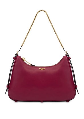 Moschino logo-print leather shoulder bag - Red