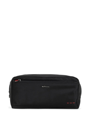 Kiton embossed logo wash bag - Black
