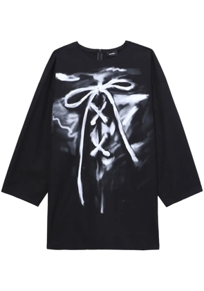 We11done painterly-print cotton T-Shirt - Black