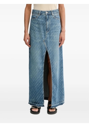 BOSS distressed-details denim maxi skirt - Blue