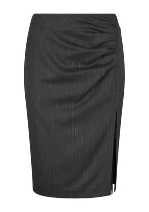 LIU JO stripe-pattern lace-insert midi skirt - Black