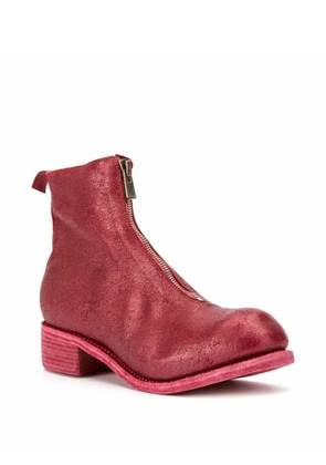 Guidi coated zip ankle boots - Red
