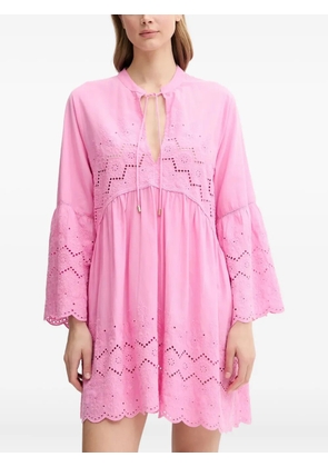 Melissa Odabash eyelet-embroidered bell-sleeve dress - Pink