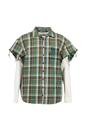 SATOSHI NAKAMOTO Bender plaid frayed shirt - Green