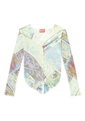 Diesel printed cropped cardigan - Blue