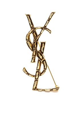 Saint Laurent Cassandre crocodile-effect brooch - Gold
