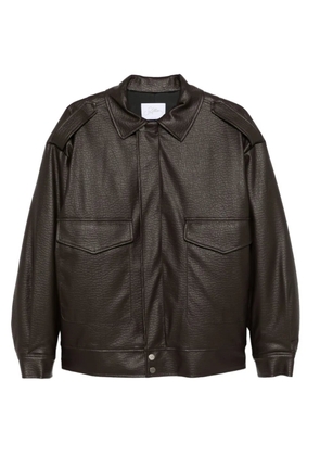 SO ALLURE flap-pocket faux-leather jacket - Brown