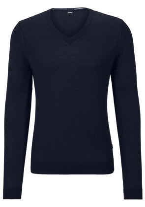 BOSS V-neck virgin wool jumper - Blue
