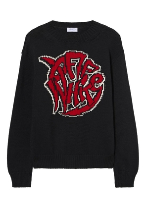 Off-White sphere-logo chunky crewneck sweater - Black