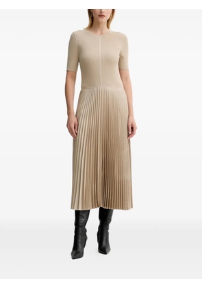 BOSS ribbed pleated dress - Neutrals