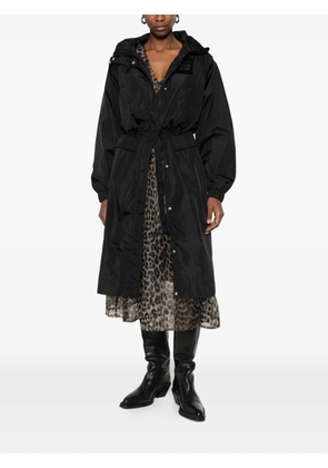 GANNI logo-patch coat - Black