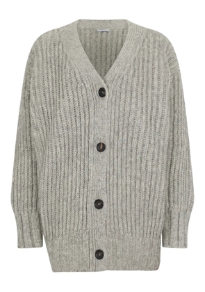 Malo button-up ribbed cardigan - Grey