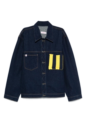 Charles Jeffrey Loverboy knitted-patch denim jacket - Blue