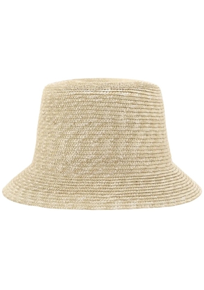 Saint Laurent logo-plaque straw bucket hat - Neutrals