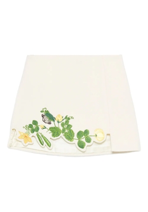 Vivetta floral-embroidered scalloped mini skirt - White
