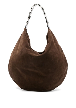L'Alingi crystal-embellished suede shoulder bag - Brown
