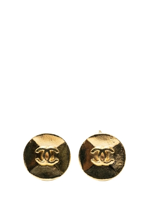 CHANEL Pre-Owned 1993 CC Gold Plated Button Clip on Earrings costume earrings
