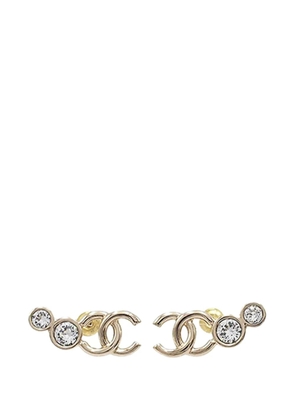 CHANEL Pre-Owned 2024 CC Gold Plated Crystal Push Back Earrings costume earrings