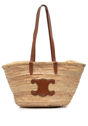 Celine Pre-Owned 2019 Large Raffia Cuir Triomphe Classic Panier tote bag - Brown