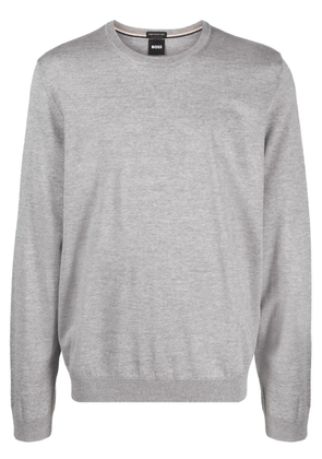 BOSS round-neck virgin-wool jumper - Grey