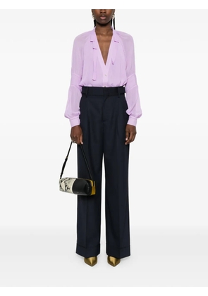 Alberta Ferretti tie-neck long-sleeve shirt - Purple