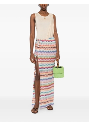 Missoni drawstring zigzag long skirt - White