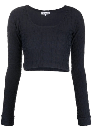Sunnei embossed logo-print cropped top - Blue