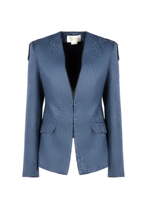 Genny herringbone decorative blazer - Blue