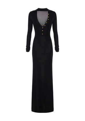 Elisabetta Franchi button-embellishment V-neck maxi dress - Black