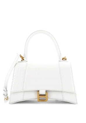 Balenciaga Pre-Owned Hourglass Top Handle Bag Crocodile Embossed Leather Small crossbody bag - White