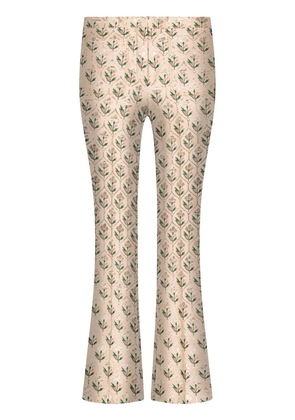 Giambattista Valli floral-jacquard cropped flared trousers - Neutrals