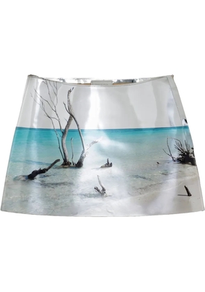 Prada high-shine leather mini skirt - Silver