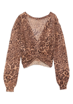 TWINSET leopard print twist-front sweater - Brown